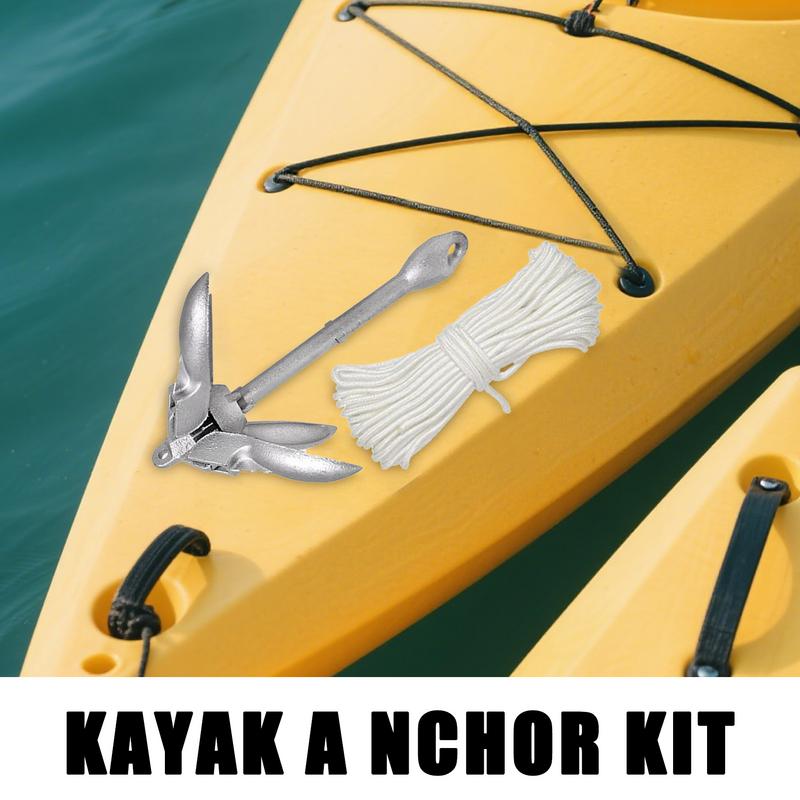 Fishing Kayak Anchor - カヌーアンカーコンパクトカヤックアンカーシステム折りたたみ高耐久回収可能なボートアクセサリー湖釣りカヤックドック用