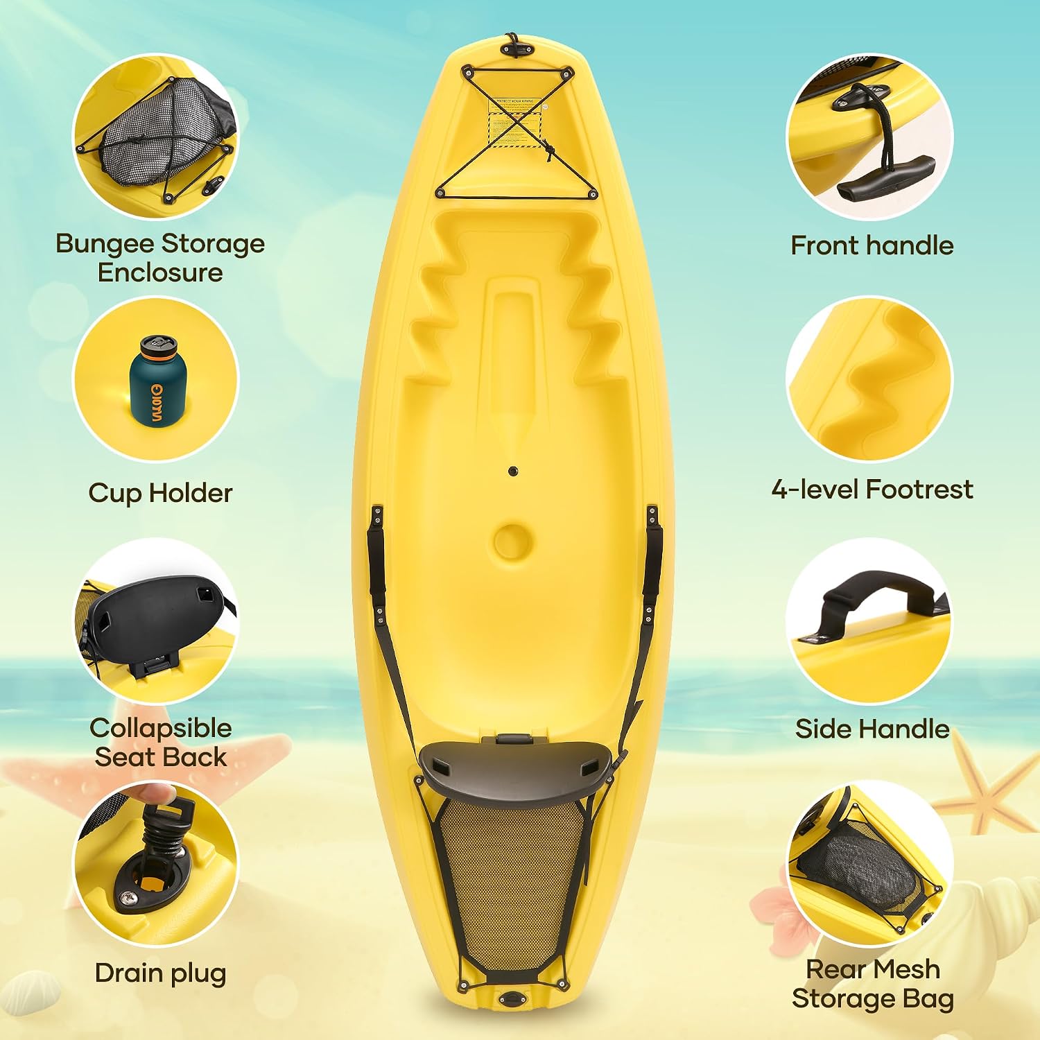 カヤックとパドル付き 6.5フィート レクリエーション用ロー - Fishing Kayak Sit In のレビューと価格