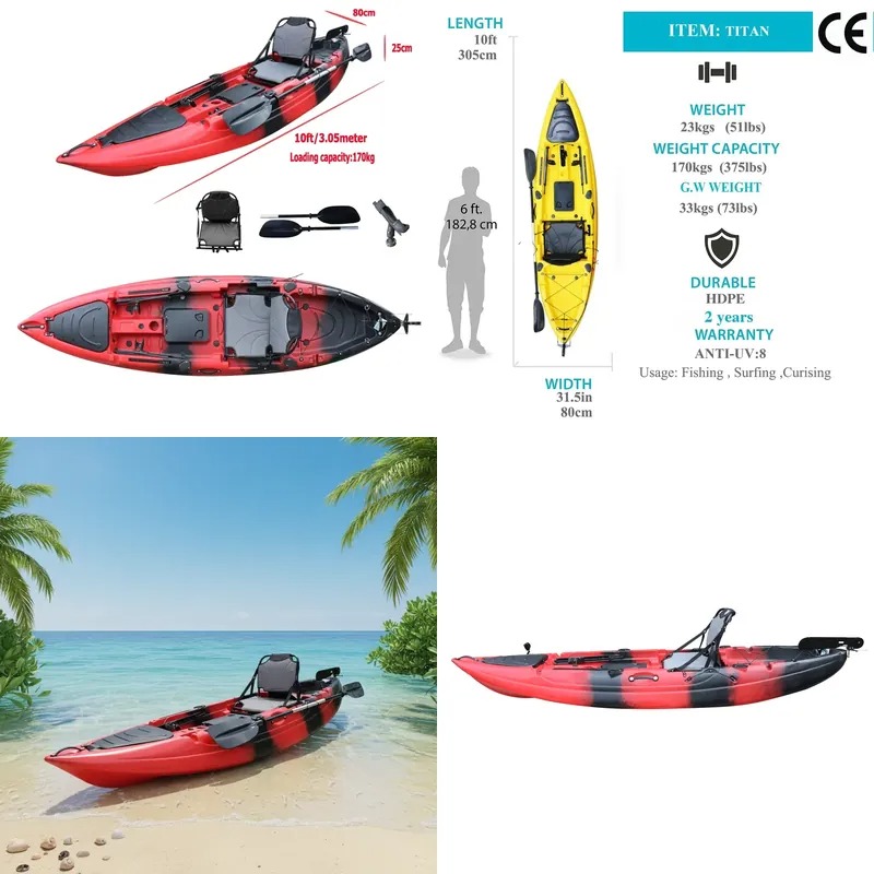 10フィートシングルシートシットオンフィッシングパドルカヤッ - Fishing Kayak Seat のレビューと価格